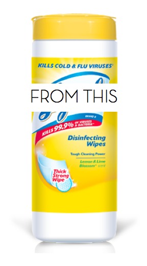 A bottle of Clorox wipes.