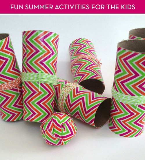Paper towel rolls with a funky pattern drawn onto them.
