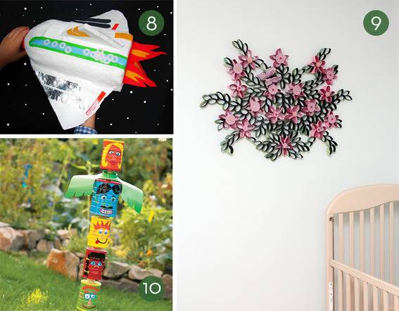 Kids' items include a totem pole, a floral wall decoration, and a space shuttle toy.