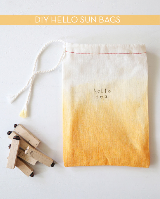 Sun bag with shaded yellow and white colors.