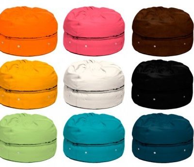 Beanbag chairs in different colors.