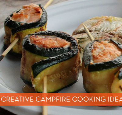 A fish meal that has been skewered with sticks.