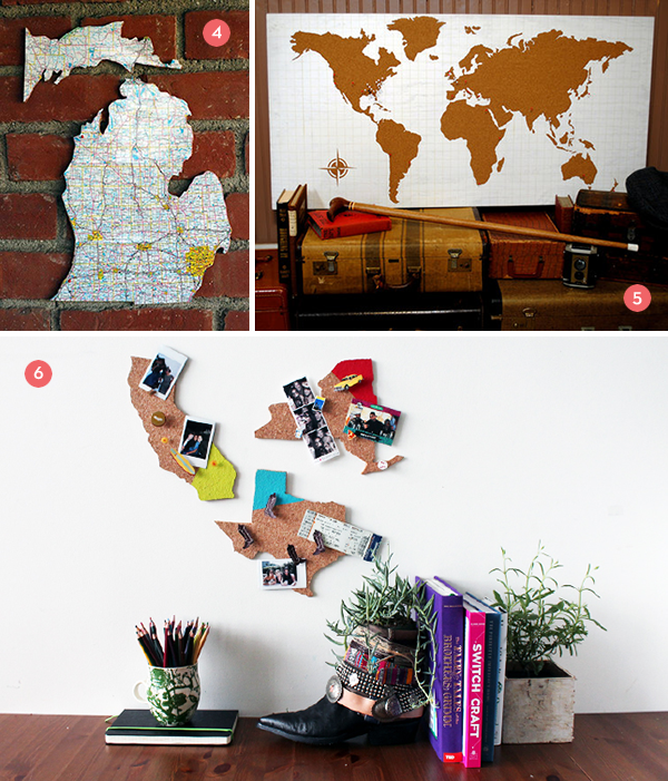 Different types of map images used as decor.