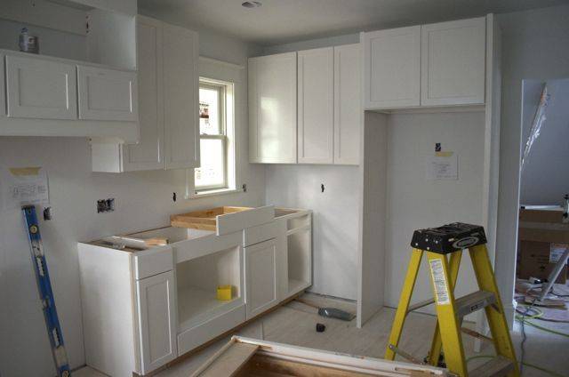 Remodeling a kitchen in a home.