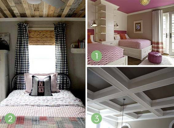 Bedrooms have different styles of ceilings.
