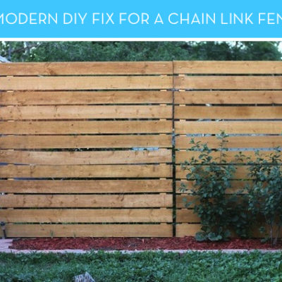 Wooden fence with lava rock bedding with grass and a bush.