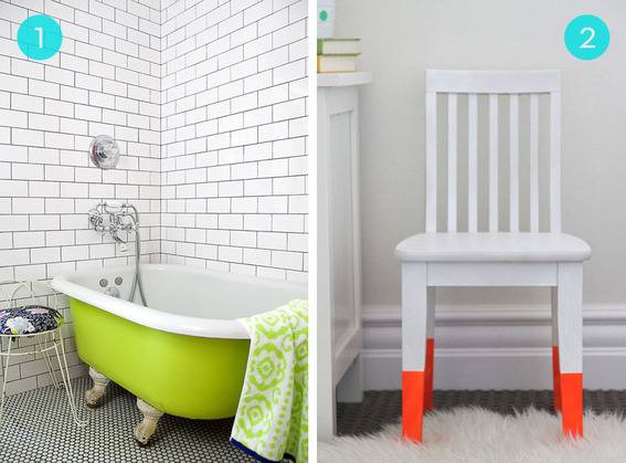 Ways to use neon colors in the bathroom design.