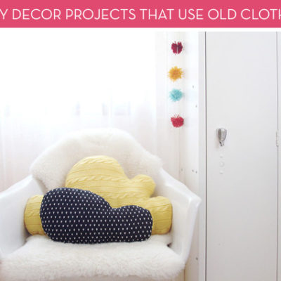 Cloud-shaped pillows sit on an accent chair.