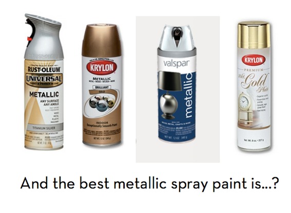 Different types of metallic spray paint.