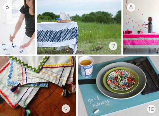 Several DIY options for placemats and napkins.