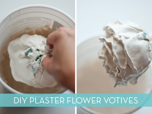 Dipping a white rose into plaster.