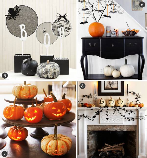 Different fall projects with pumpkins are shown.