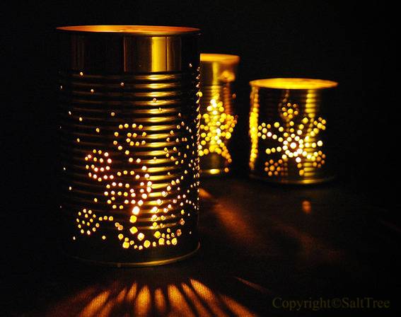 Holes punched in tin to make a light.