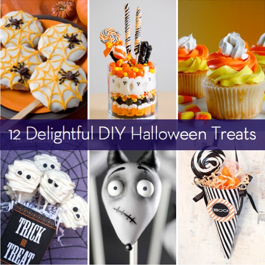 Six examples of Halloween decorations and dishes.