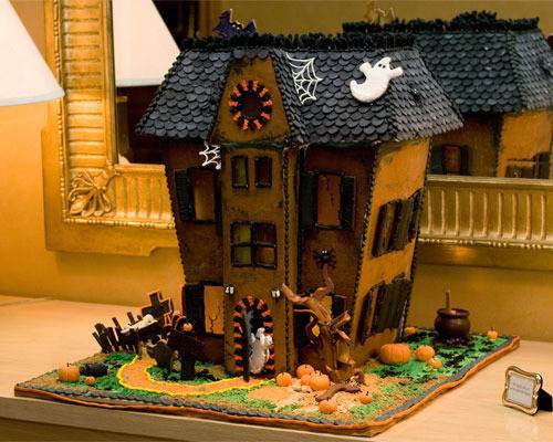 Large gingerbread house for Halloween.