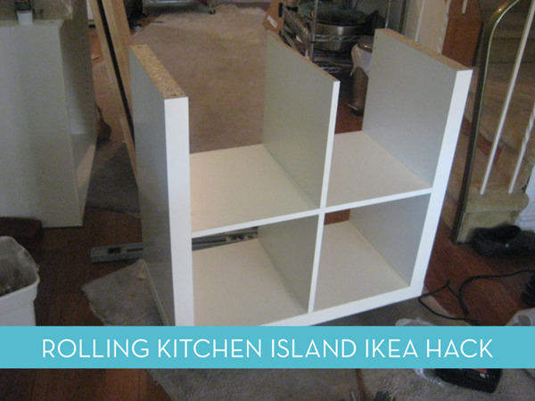 An unfinished white kitchen island.