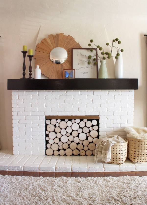 "Faux Stacked Log Fireplace makes the place looks Neat"