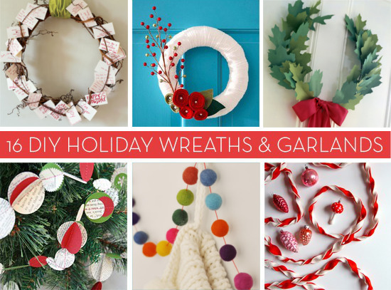 Different types of weaths and garland for the holiday season.
