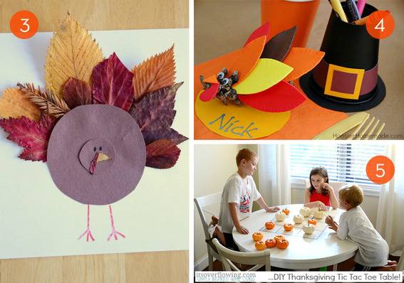 Three pics of thanks giving ideas with color papers for kids.