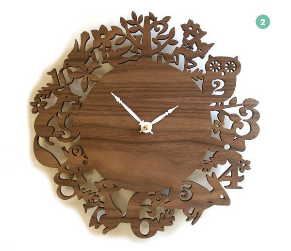 Time is displayed on a wooden clock.