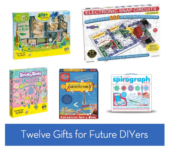 Classic games from perhaps the 50s or '70s such as shrinky dinks, architecture, spirograph, electric snack circuits, and wood piece puzzle.