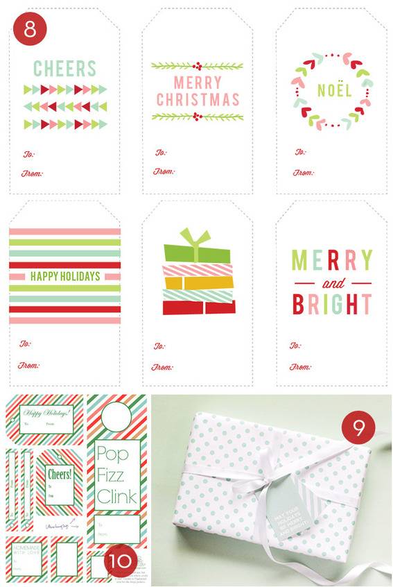 Gift tags for Christmas presents have been made with many different bright designs.