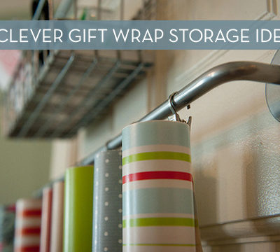 It displays that gift wrap storage solutions.