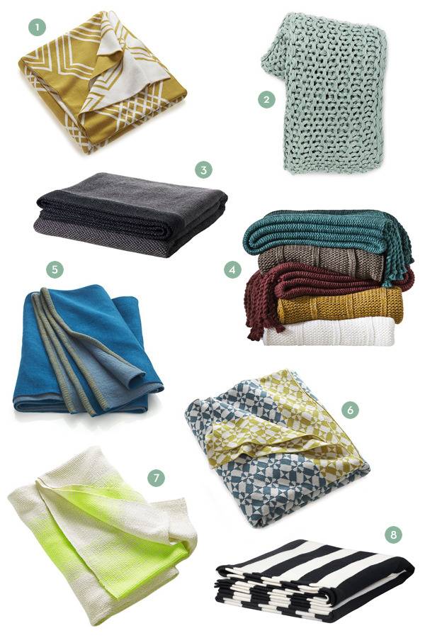 Throw blankets of all different sizes, colors, and fabrics.
