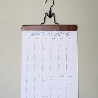 Free Printable Birthday Calendar