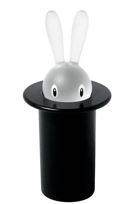 Glass bunny coming from a top hat.