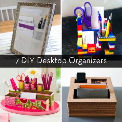 Different types of desk organizers that can be made from materials at home.