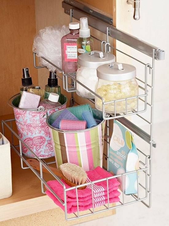 It displays that how to declutter your bathroom fast with these clever ideas.