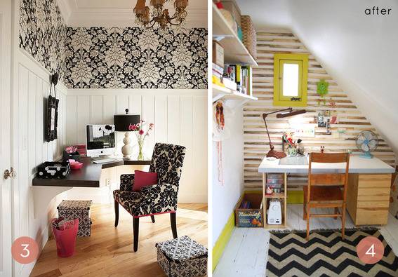 A black chair is in the hall.