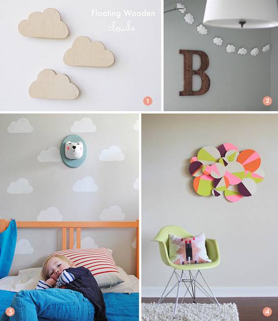 Different ways to design clouds in a child’s bedroom.