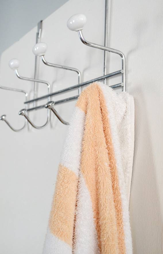 The towel is hanging on the hanger.