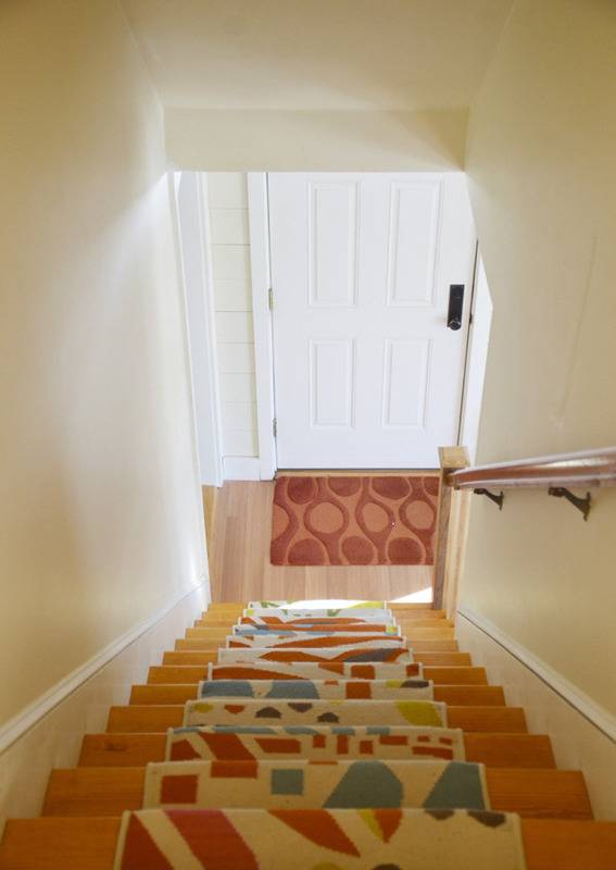 Colorful stair runner.