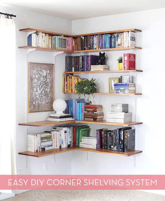 Modern Diy Corner Shelving System, Building A Corner Bookcase
