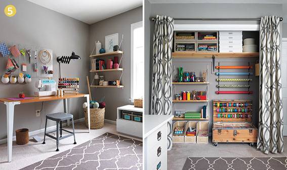 A workspace or office room that is well organized.