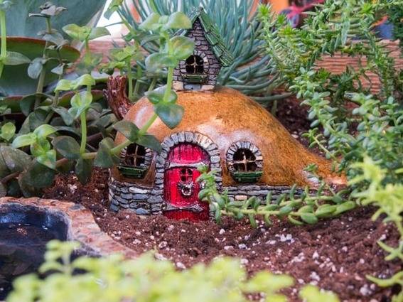 "Fairy garden adventurous home with vegetable."
