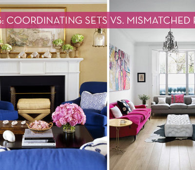 Matching sofa set vs. mismatched pieces.