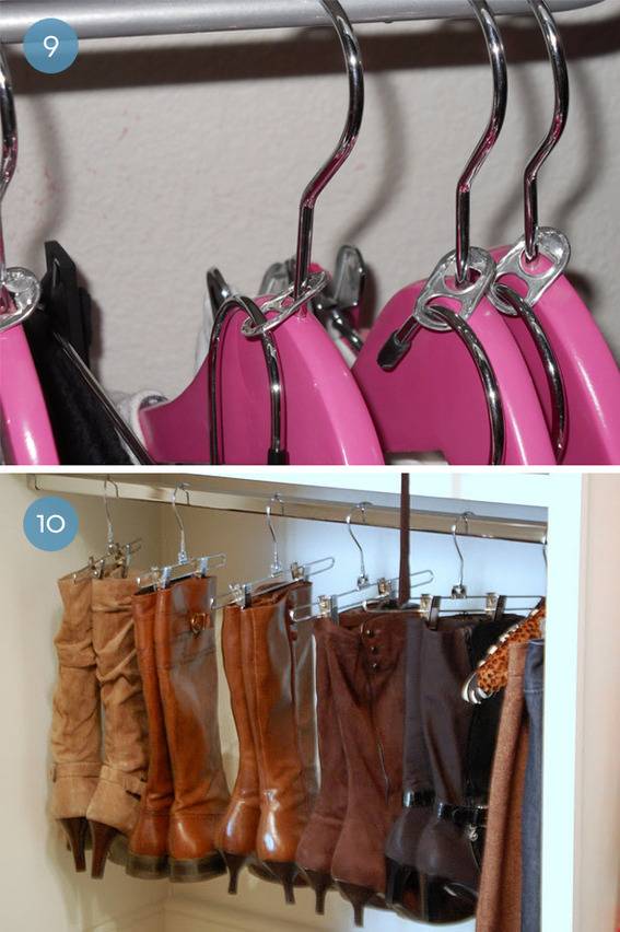 Double hanger idea and hanging boots.