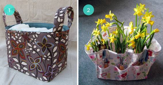 Handmade fabric storage boxes.