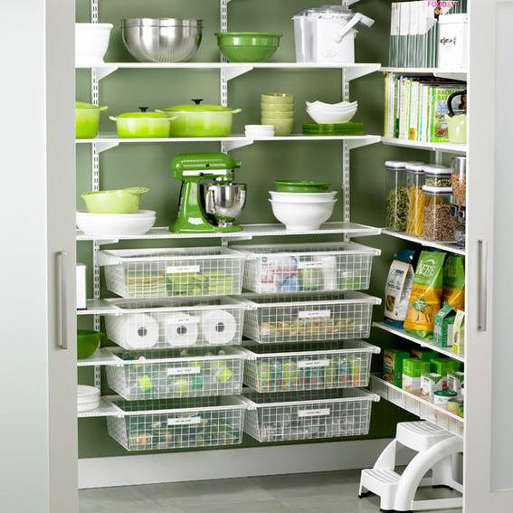 Organized pantry with great use of vertical space.