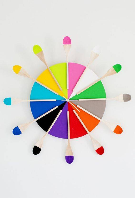 An art wheel has many different bright colors.