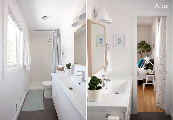 A collage shows two different bathrooms.
