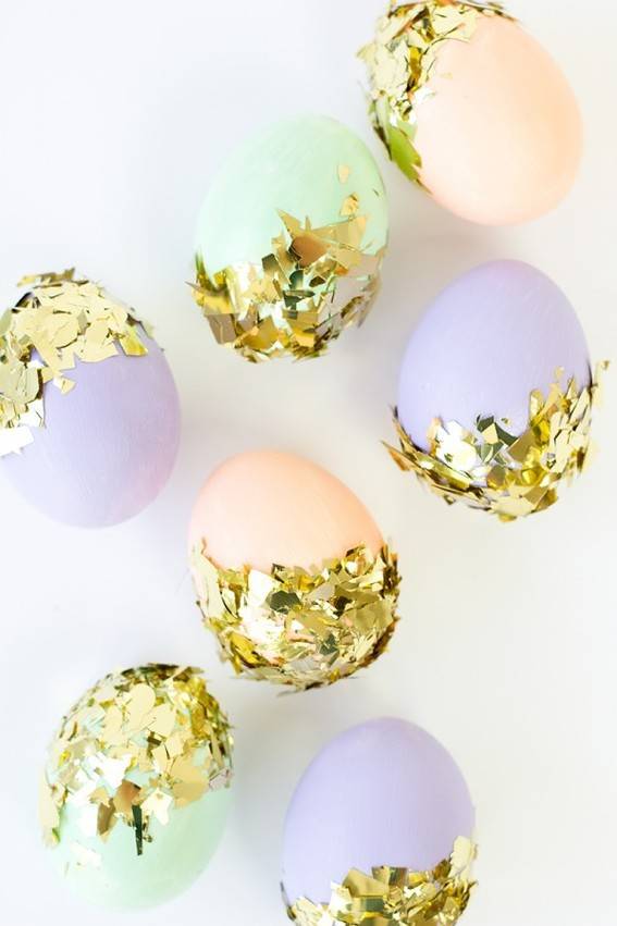 Golden coated Easter eggs.