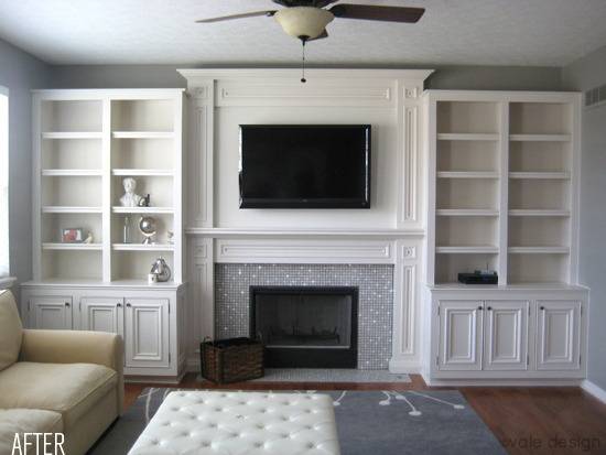 Wall of built-in shelving.