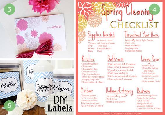 Mother's Day and spring cleaning free printables.