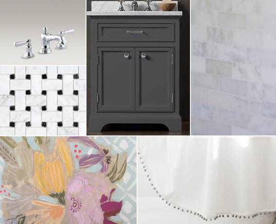 Inspiration Board with Chrome, Marble, and Grey Vanity