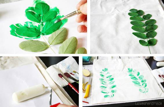 A step-by-step guide to painting green leaves on a  piece of paper.